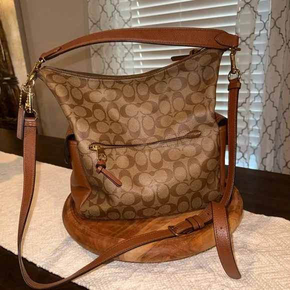 Coach Brown Monogram Shoulder Bag - Picture 3 of 13